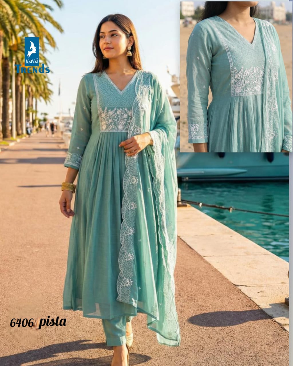 Design 6406 Kaya Trends Chanderi Readymade Anarkali Suits Exporter
