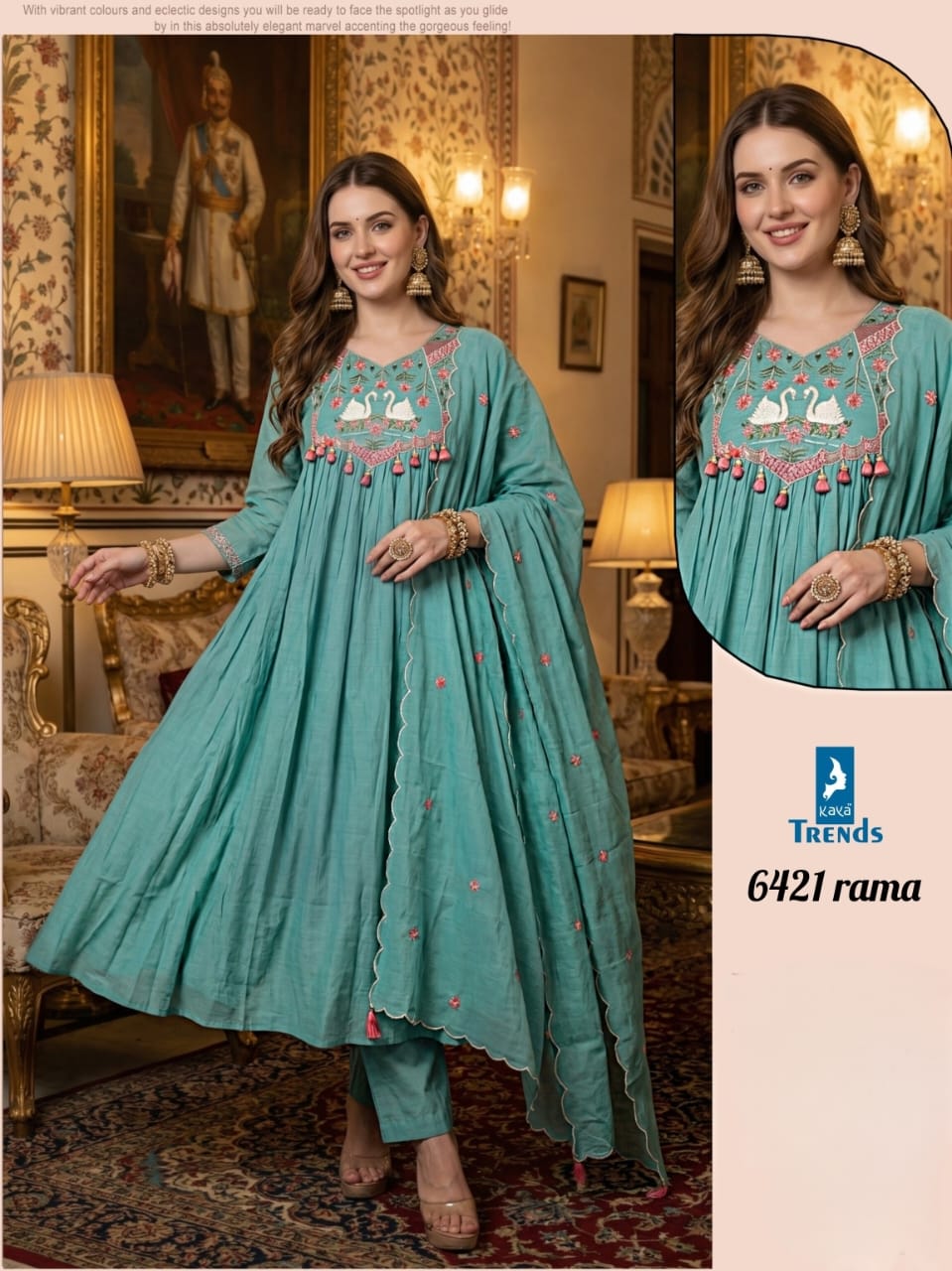 Design 6421 Kaya Trends Chanderi Readymade Anarkali Suits Wholesaler