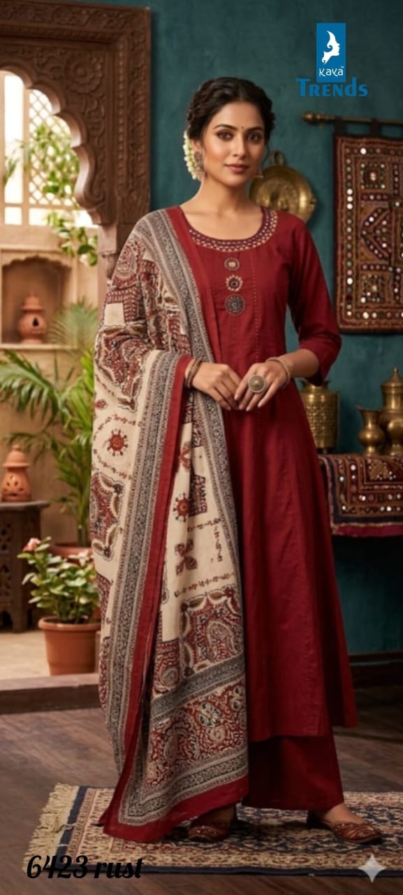 Design 6423 Kaya Trends Cotton Readymade Anarkali Suits Wholesale Rate