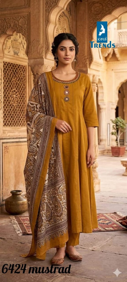 Design 6423 Kaya Trends Cotton Readymade Anarkali Suits Wholesale Rate