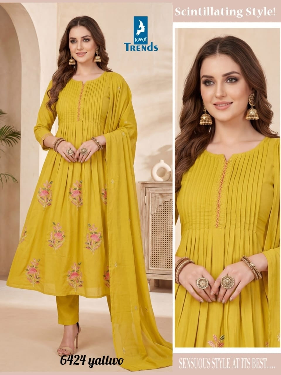 Design 6424 Kaya Trends Cotton Readymade Anarkali Suits Supplier
