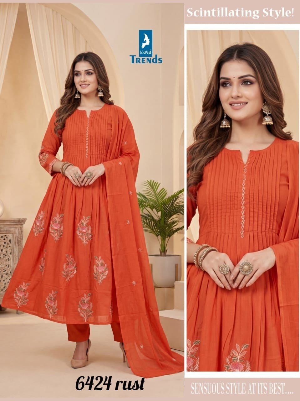 Design 6424 Kaya Trends Cotton Readymade Anarkali Suits Supplier