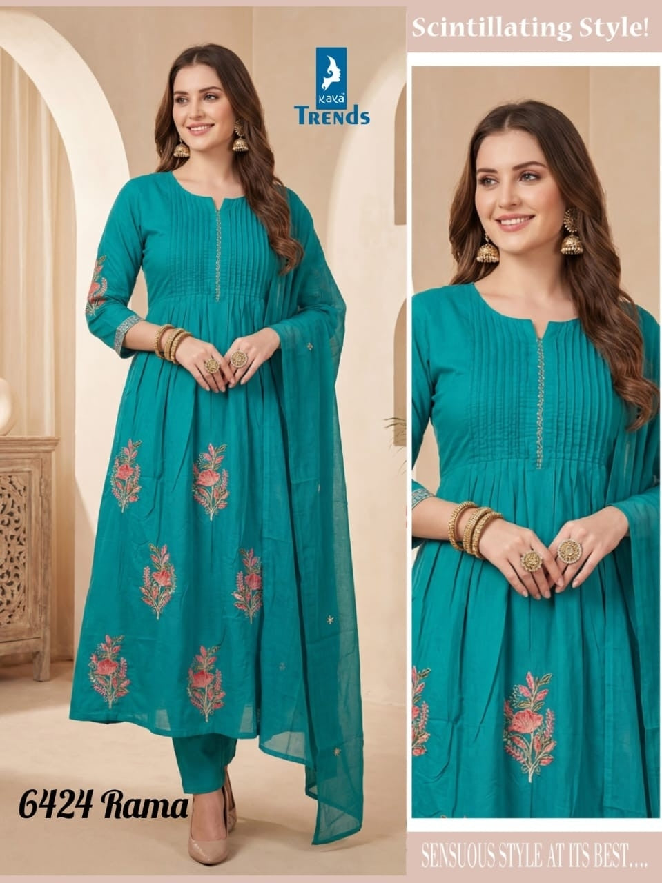 Design 6424 Kaya Trends Cotton Readymade Anarkali Suits Supplier