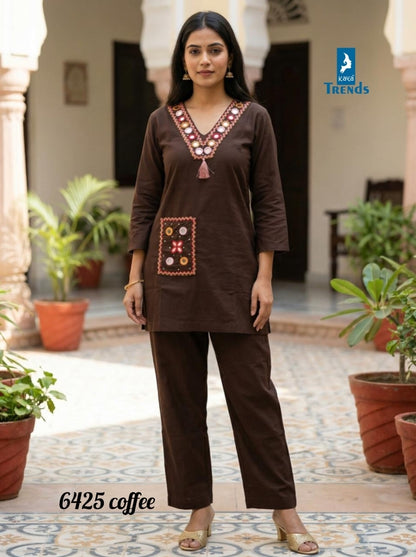 Design 6425 Kaya Trends Dhabu Cotton Co Ord Set Wholesaler Ahmedabad