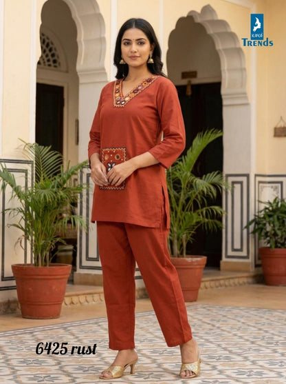Design 6425 Kaya Trends Dhabu Cotton Co Ord Set Wholesaler Ahmedabad