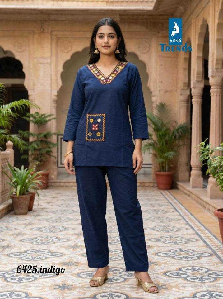 Design 6425 Kaya Trends Dhabu Cotton Co Ord Set Wholesaler Ahmedabad