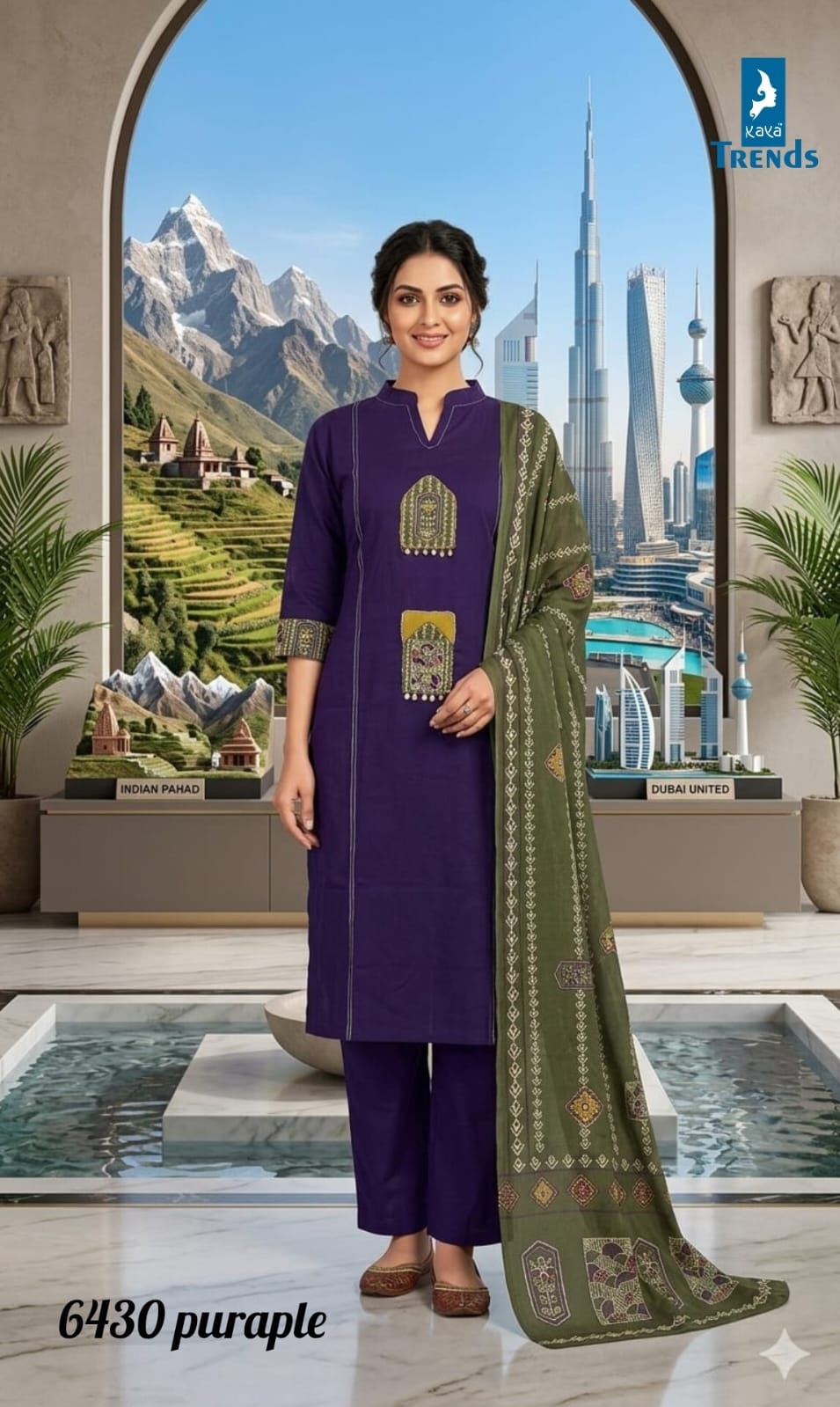 Design 6430 Kaya Trends Dhabu Cotton Readymade Pant Style Suits Exporter India