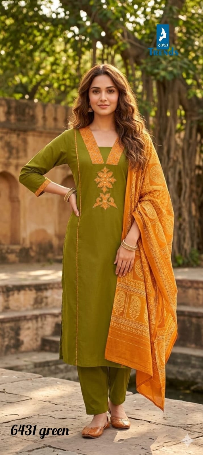 Design 6431 Kaya Trends Dhabu Cotton Readymade Pant Style Suits Wholesaler India