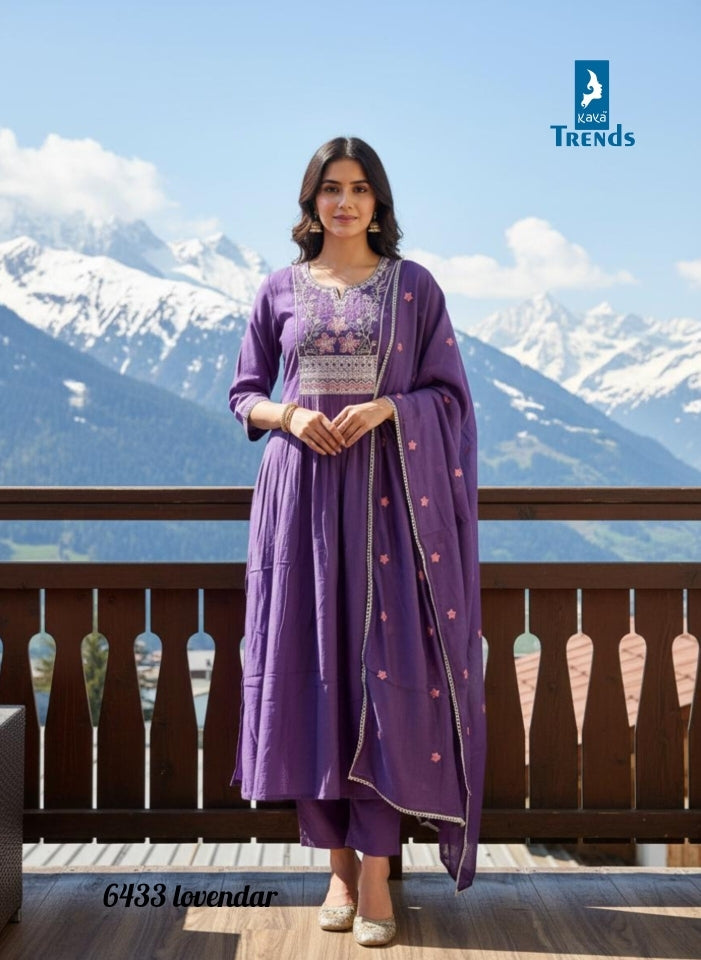 Design 6433 Kaya Trends Chanderi Readymade Anarkali Suits Wholesale Price