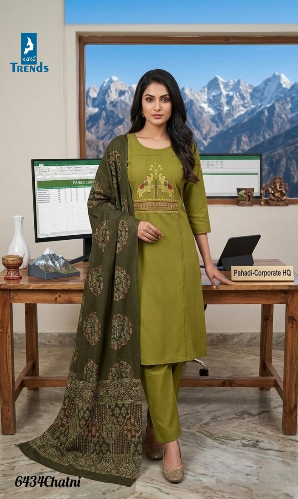 Design 6434 Kaya Trends Dhabu Cotton Readymade Pant Style Suits Wholesale Rate