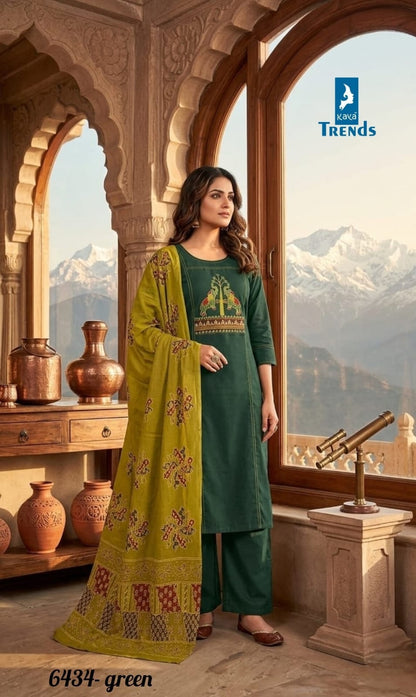 Design 6434 Kaya Trends Dhabu Cotton Readymade Pant Style Suits Wholesale Rate