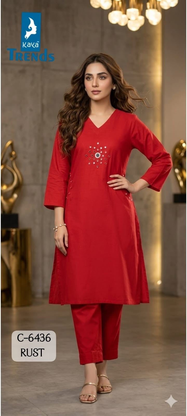 Design 6436 Kaya Trends Cotton Kurti Pant Set Manufacturer Gujarat