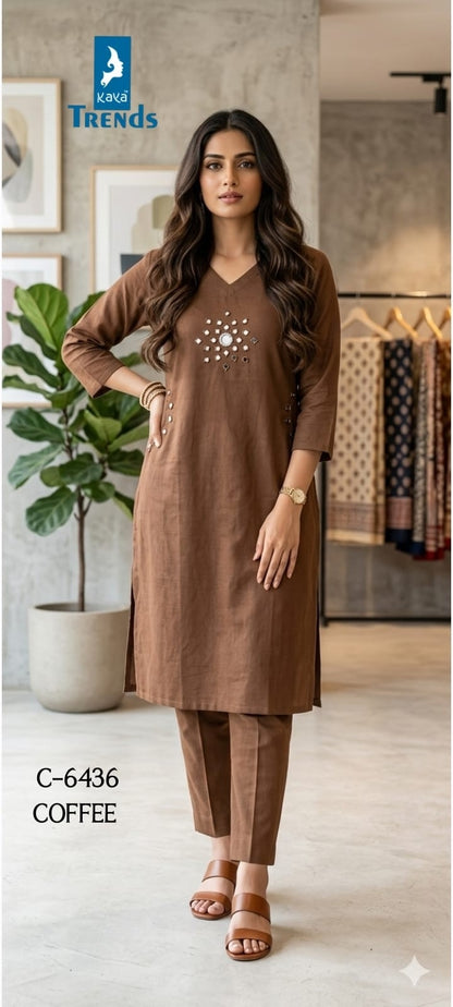 Design 6436 Kaya Trends Cotton Kurti Pant Set Manufacturer Gujarat