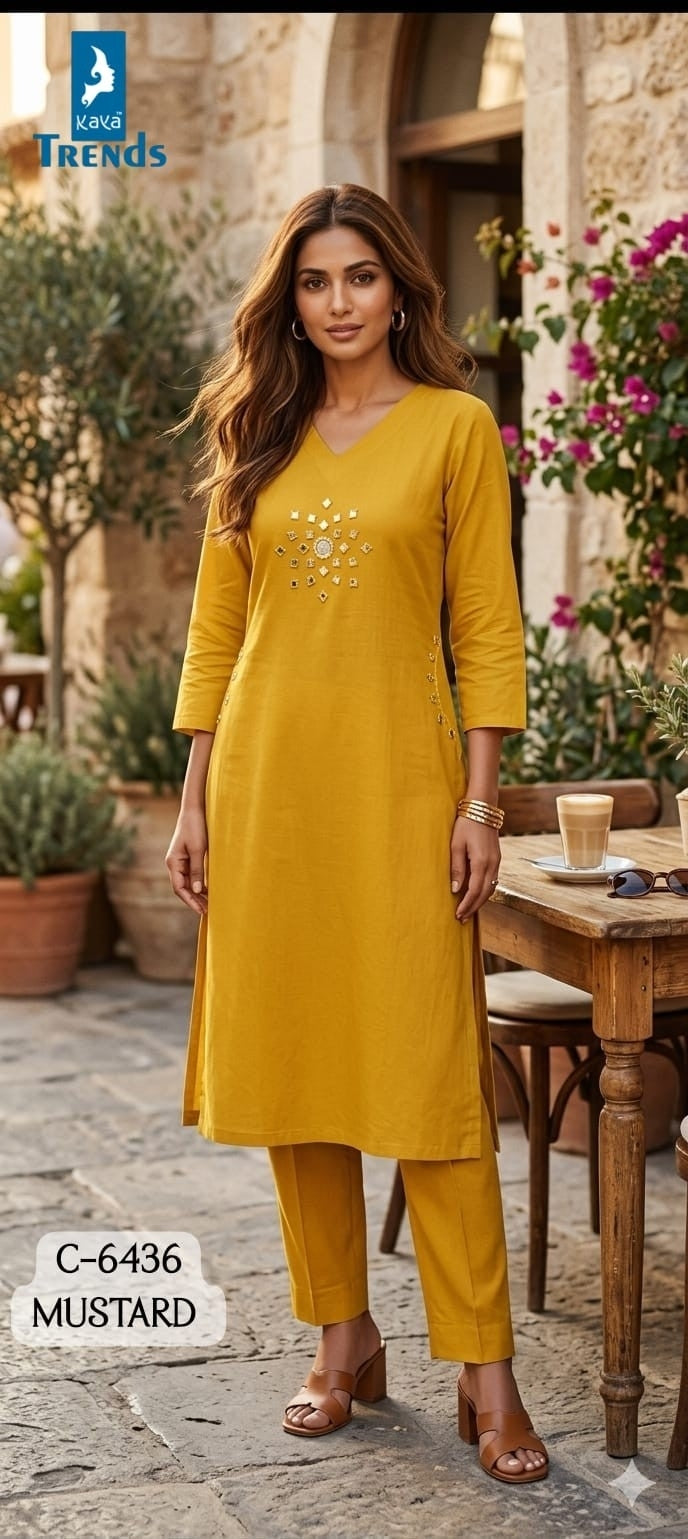 Design 6436 Kaya Trends Cotton Kurti Pant Set Manufacturer Gujarat