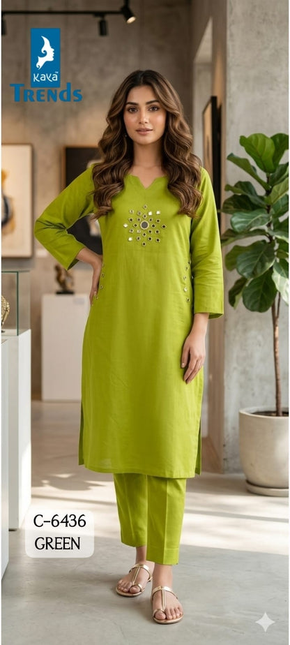 Design 6436 Kaya Trends Cotton Kurti Pant Set Manufacturer Gujarat