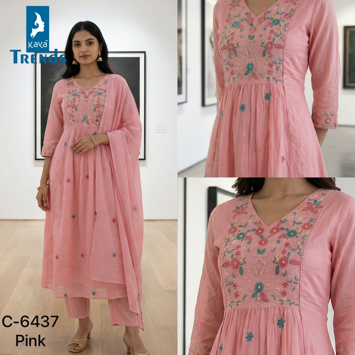 Design 6437 Kaya Trends Cotton Readymade Anarkali Suits Wholesaler