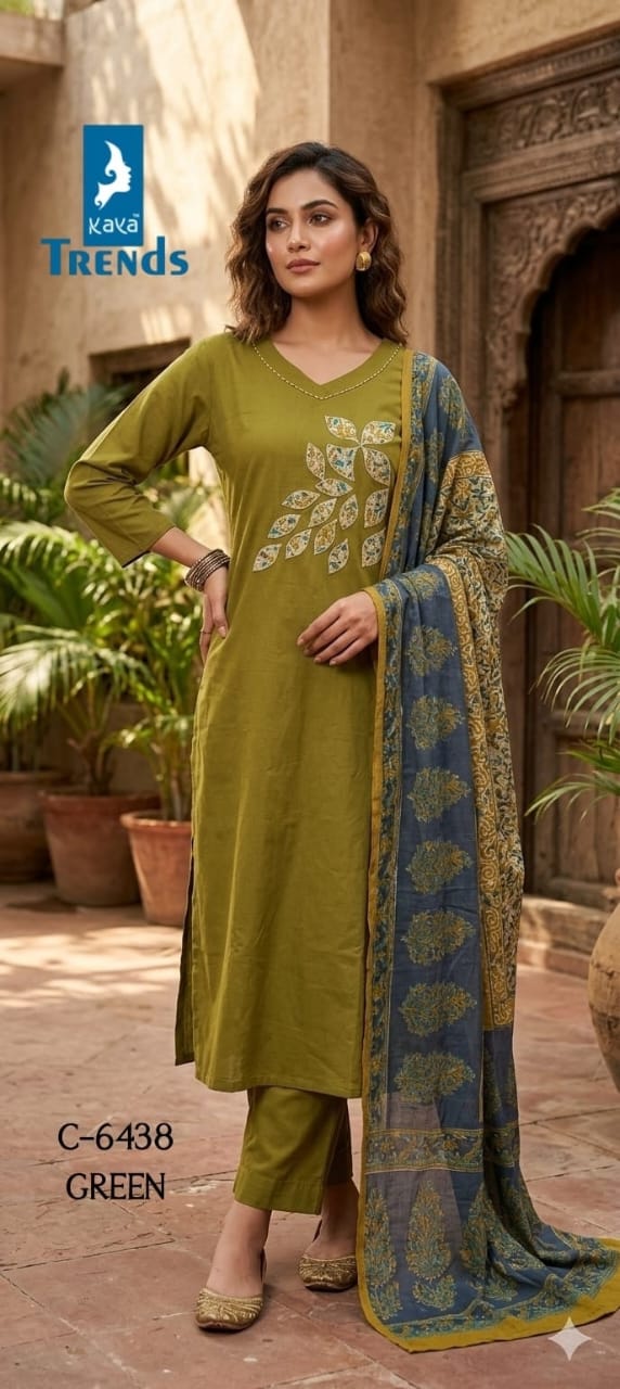 Design 6438 Kaya Trends Dhabu Cotton Readymade Pant Style Suits Exporter