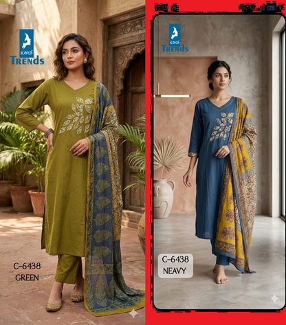Design 6438 Kaya Trends Dhabu Cotton Readymade Pant Style Suits Exporter