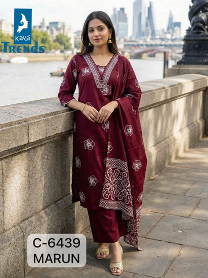 Design 6439 Kaya Trends Rayon Readymade Pant Style Suits Supplier