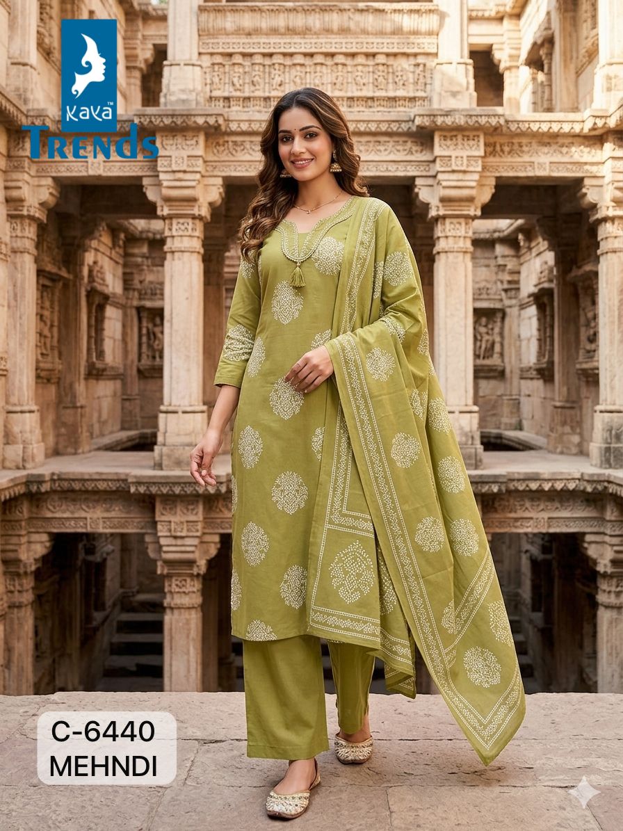 Design 6440 Kaya Trends Pure Cotton Readymade Plazzo Style Suits Wholesaler Ahmedabad