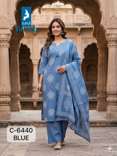 Design 6440 Kaya Trends Pure Cotton Readymade Plazzo Style Suits Wholesaler Ahmedabad