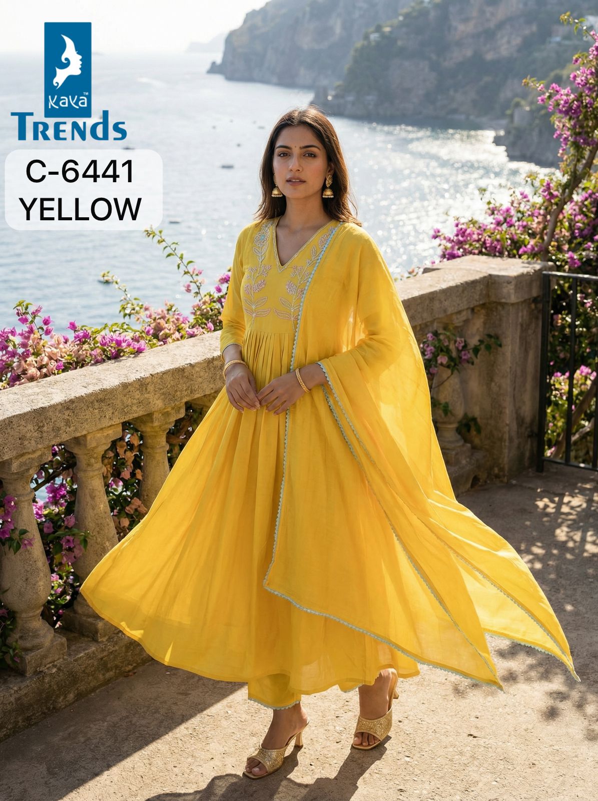 Design 6441 Kaya Trends Cotton Readymade Anarkali Suits Exporter Gujarat