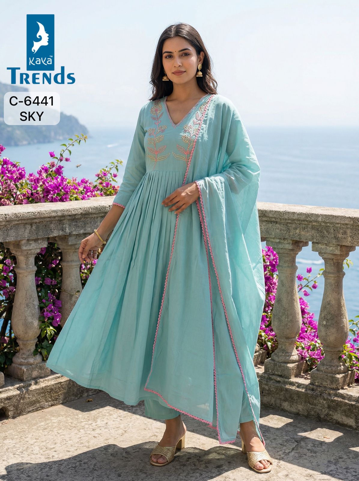 Design 6441 Kaya Trends Cotton Readymade Anarkali Suits Exporter Gujarat