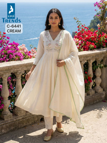 Design 6441 Kaya Trends Cotton Readymade Anarkali Suits Exporter Gujarat