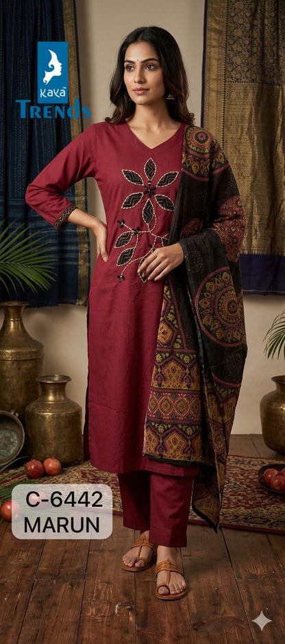 Design 6442 Kaya Trends Cotton Dhabu Readymade Pant Style Suits Supplier Gujarat