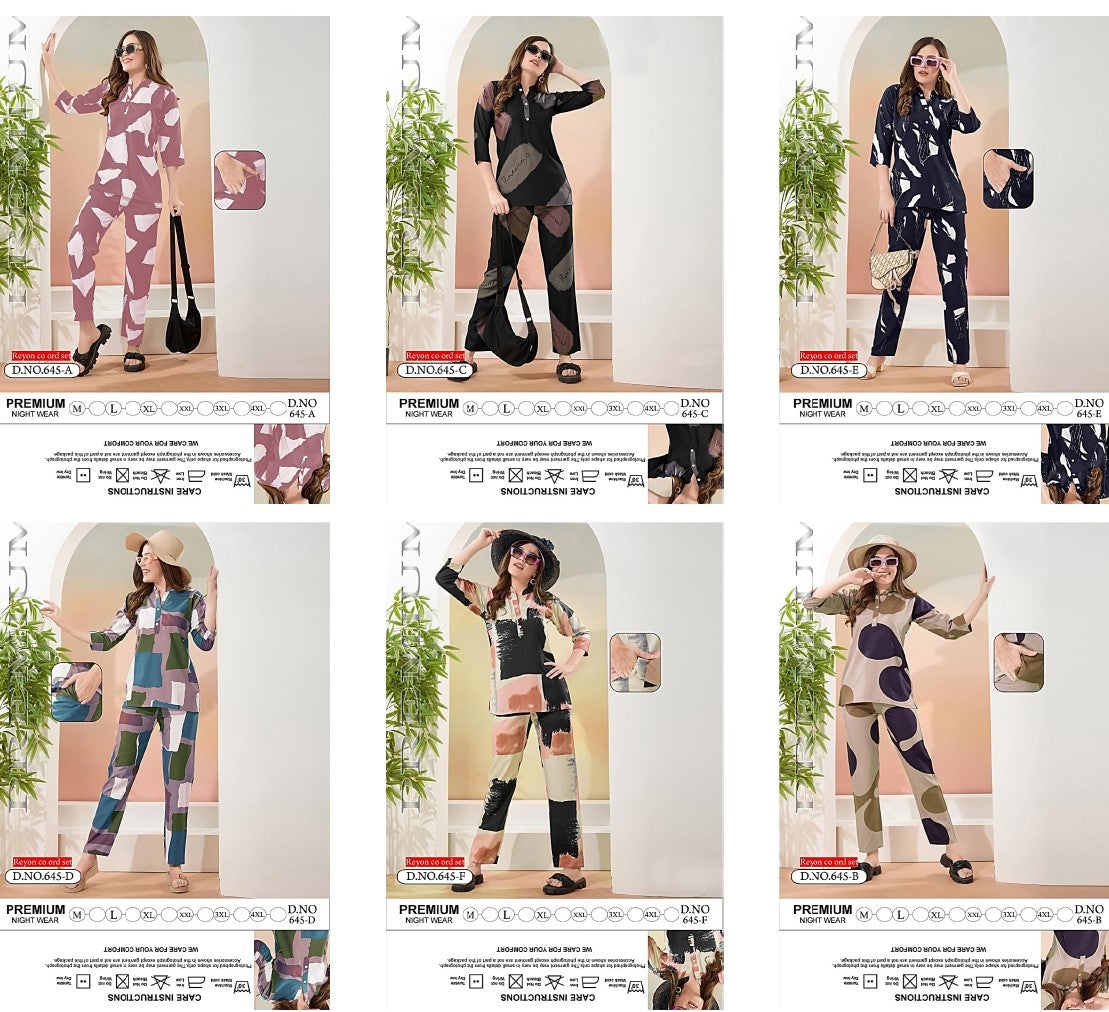 Design 645 Kavyansika Reyon Co Ord Set Exporter Gujarat