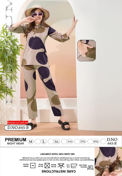 Design 645 Kavyansika Reyon Co Ord Set Exporter Gujarat