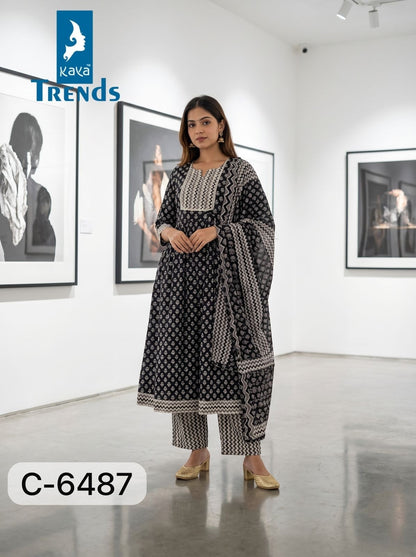 Design 6487 To 6489 Kaya Trends Cotton Readymade Anarkali Suits Exporter