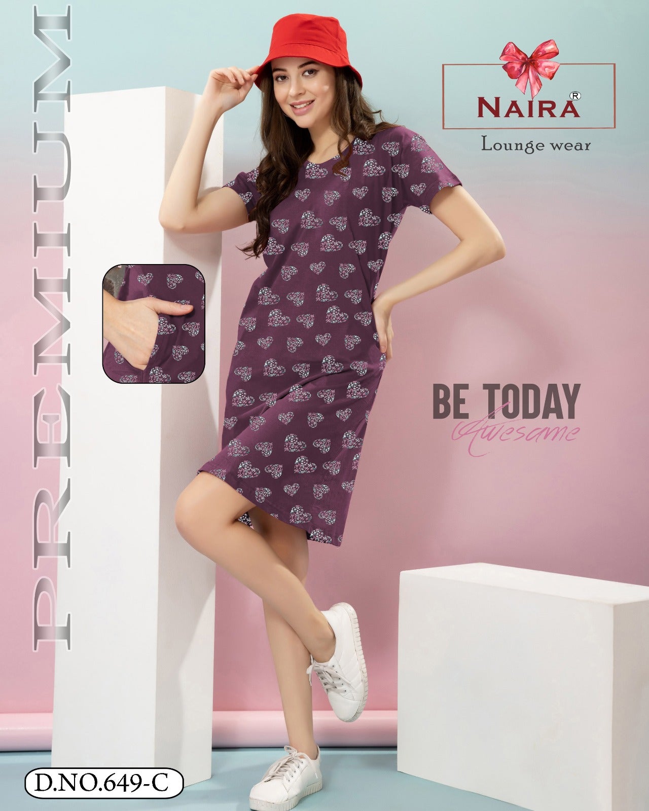 Design 649 Naira Kavyansika Hosiery Cotton Short Night Gown Exporter Gujarat