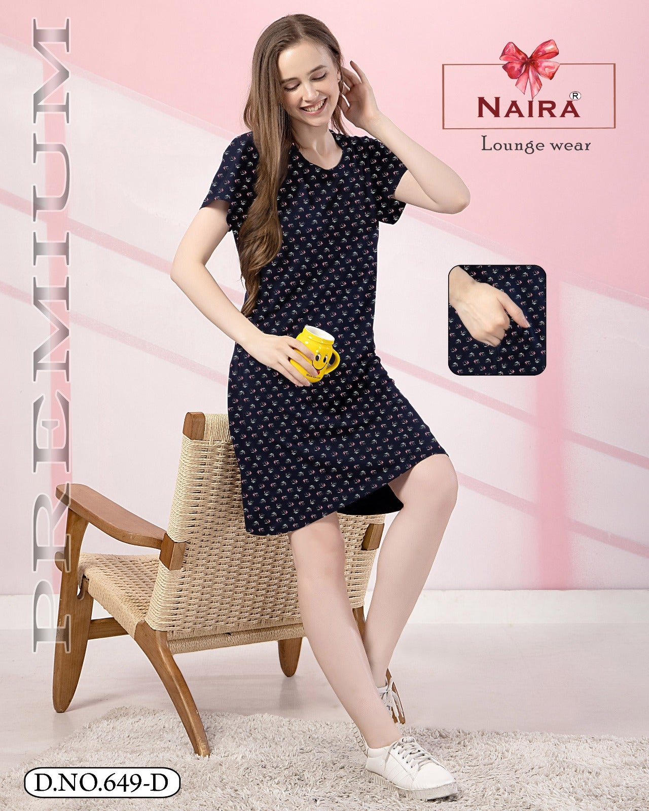 Design 649 Naira Kavyansika Hosiery Cotton Short Night Gown Exporter Gujarat