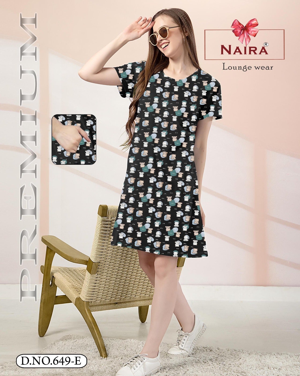 Design 649 Naira Kavyansika Hosiery Cotton Short Night Gown Exporter Gujarat