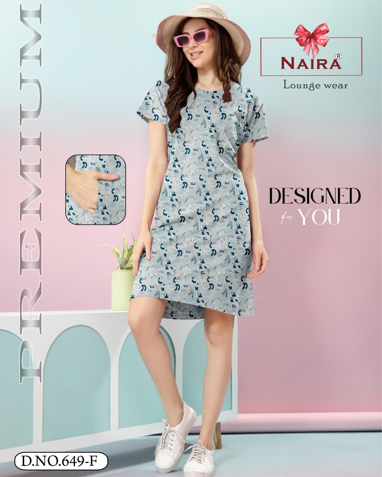 Design 649 Naira Kavyansika Hosiery Cotton Short Night Gown Exporter Gujarat