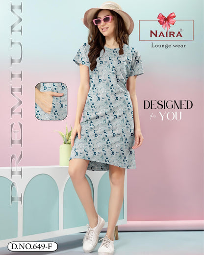 Design 649 Naira Kavyansika Hosiery Cotton Short Night Gown Exporter Gujarat