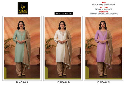 Design 64 Khas Rayon Readymade Plazzo Style Suits Wholesaler Ahmedabad