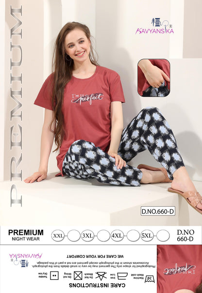 Design 660 Kavyansika Hosiery Pyjama Night Suits Wholesaler Ahmedabad
