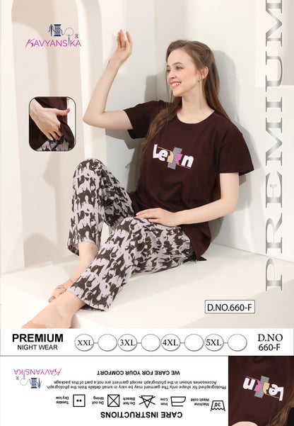 Design 660 Kavyansika Hosiery Pyjama Night Suits Wholesaler Ahmedabad