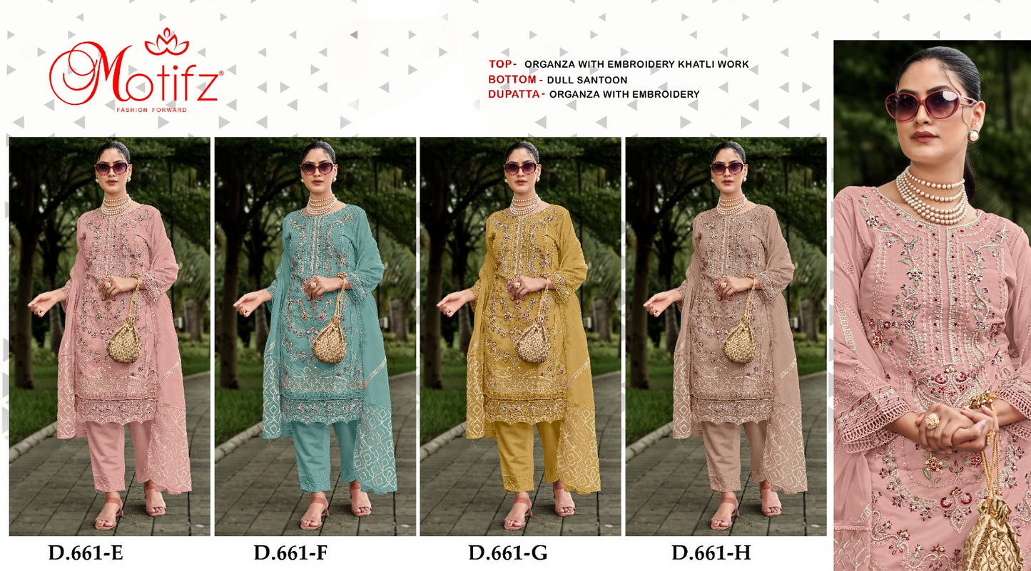 Design 661 Efgh Motifz Organza Pakistani Salwar Suits Wholesale Price