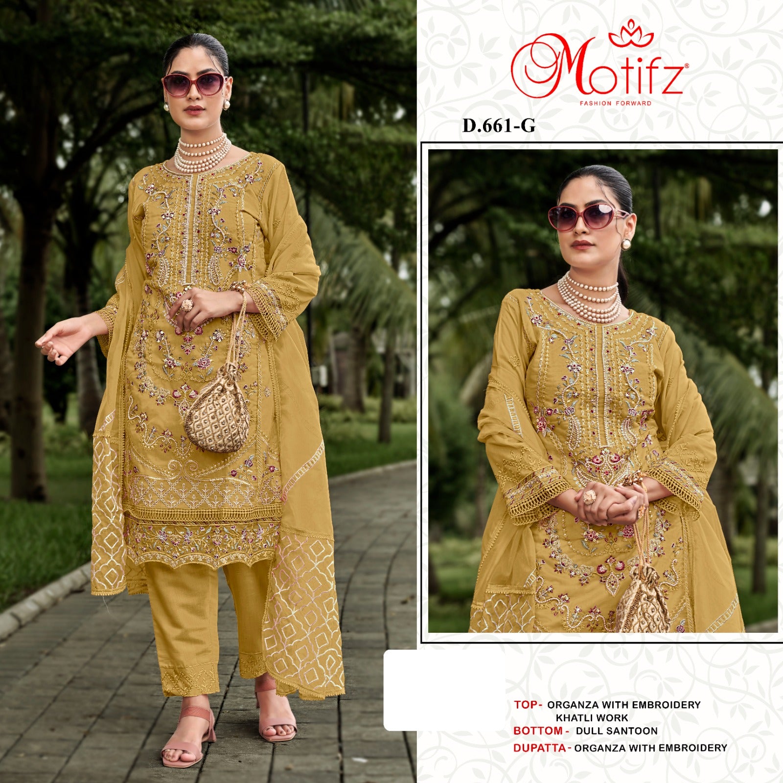 Design 661 Efgh Motifz Organza Pakistani Salwar Suits Wholesale Price