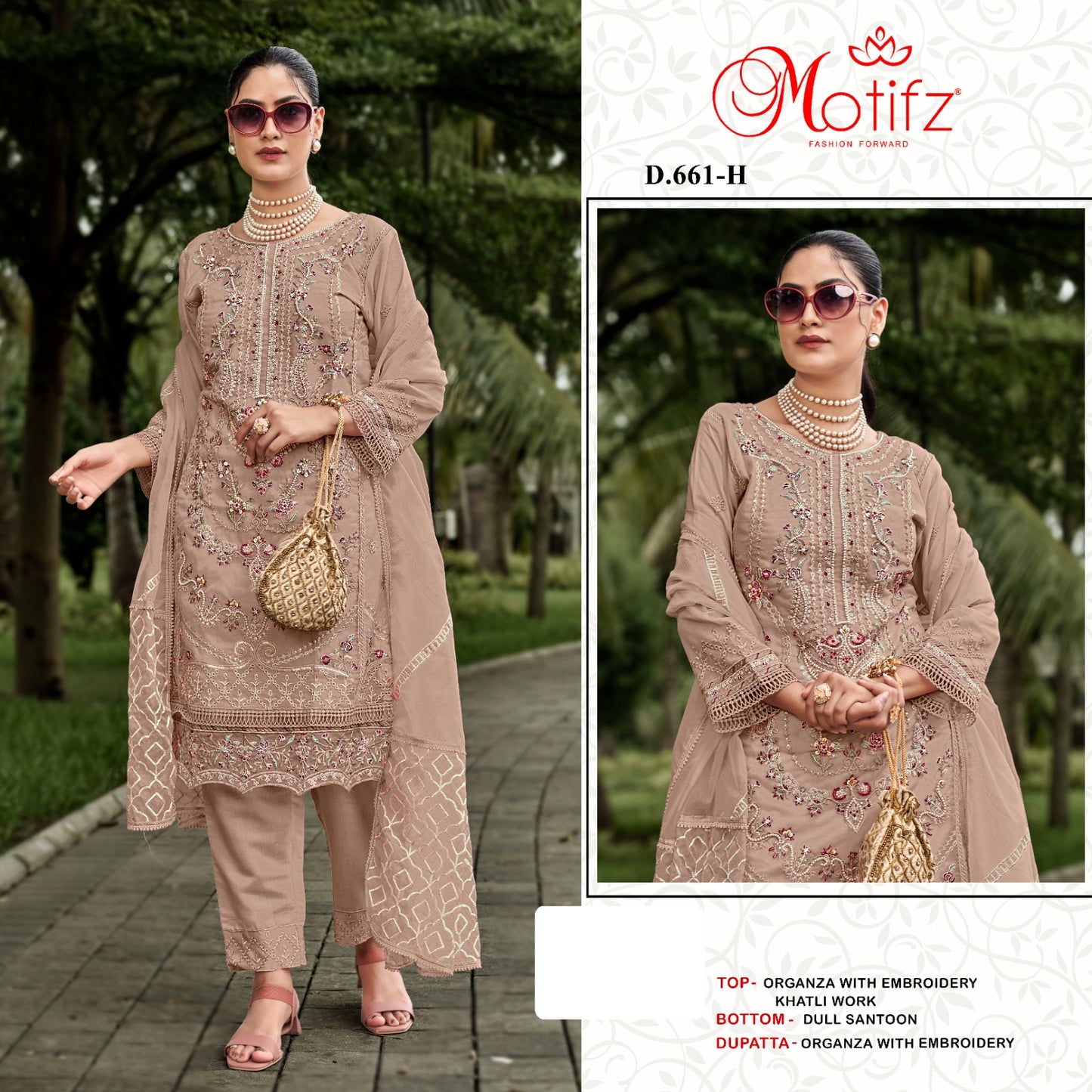Design 661 Efgh Motifz Organza Pakistani Salwar Suits Wholesale Price