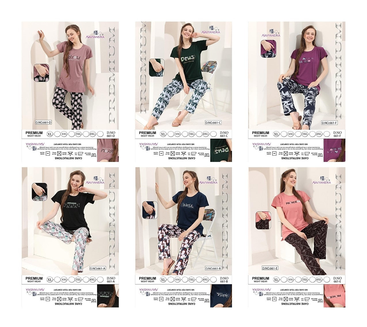 Design 661 Kavyansika Hosiery Pyjama Night Suits Exporter Gujarat