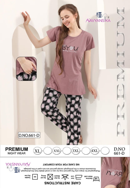 Design 661 Kavyansika Hosiery Pyjama Night Suits Exporter Gujarat
