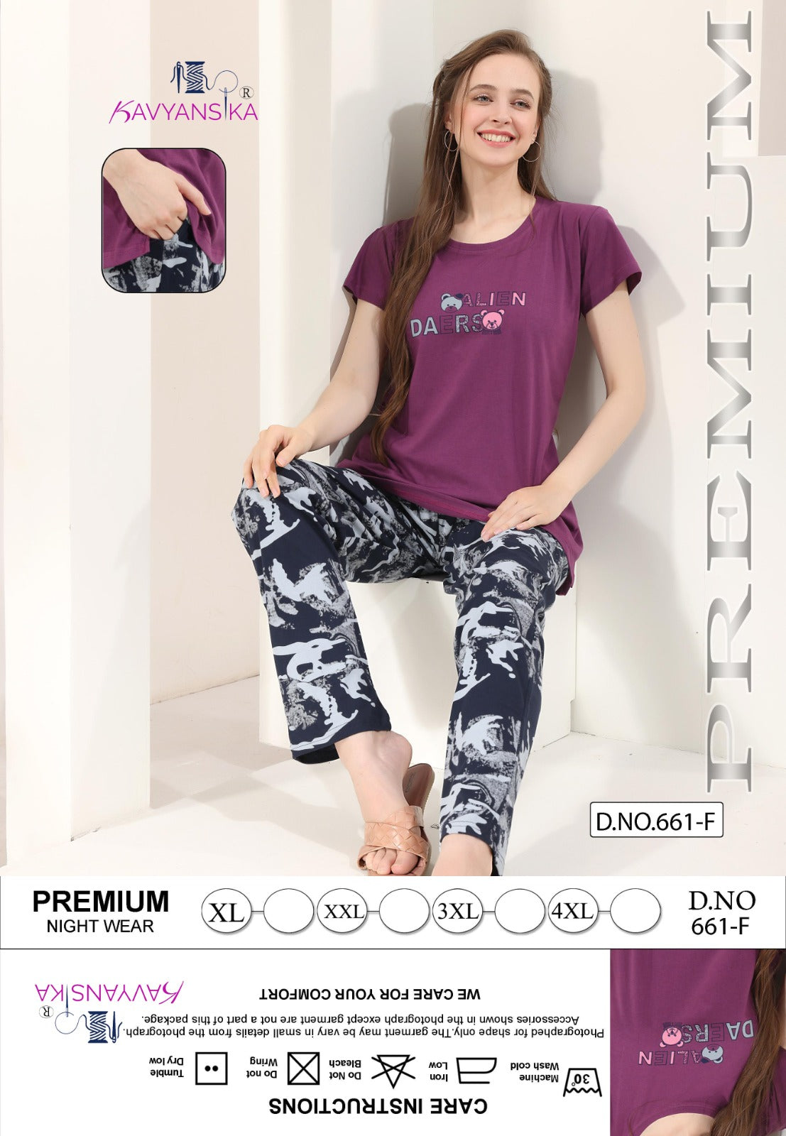 Design 661 Kavyansika Hosiery Pyjama Night Suits Exporter Gujarat