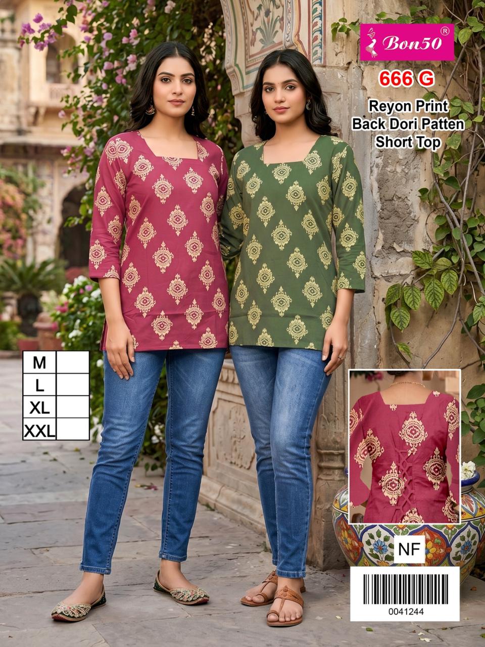 Design 666 Bon50 Reyon Short Kurtis Manufacturer India