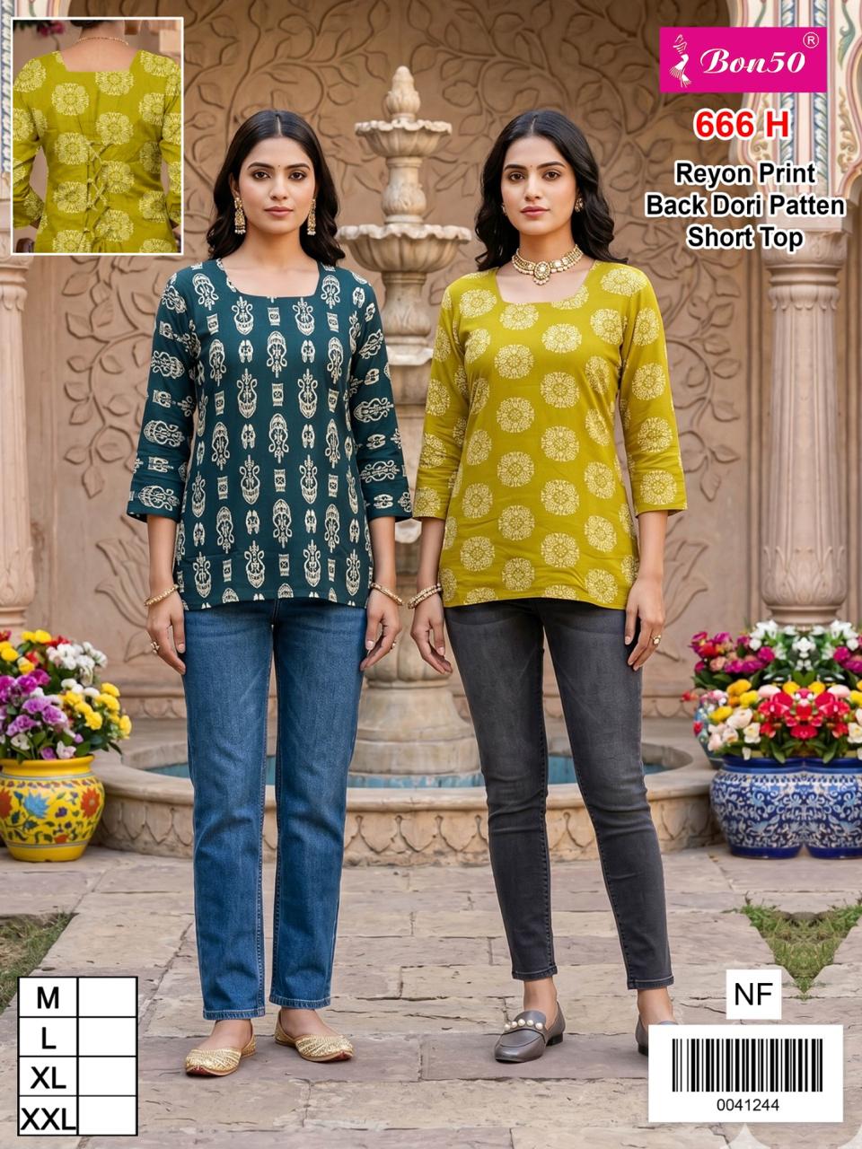 Design 666 Bon50 Reyon Short Kurtis Manufacturer India
