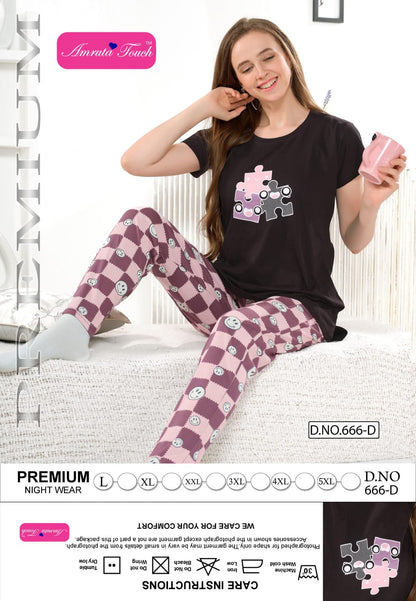 Design 666 Kavyansika Hosiery Cotton Pyjama Night Suits Exporter Ahmedabad