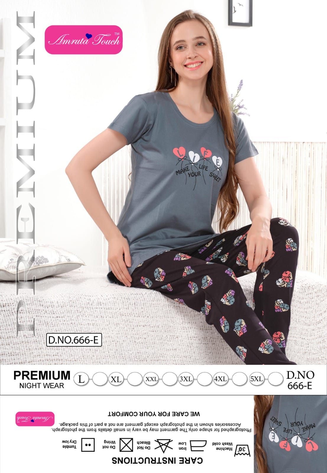 Design 666 Kavyansika Hosiery Cotton Pyjama Night Suits Exporter Ahmedabad